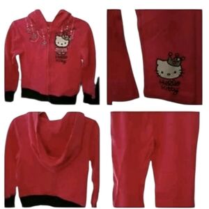 NOT FOR SALEHello Kitty 2 Piece Girls Hooded Jogging Set Size 3T Hot Pink&Black